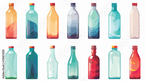 Plastic Empty Volume Bottles Vector Isolated Set 2d