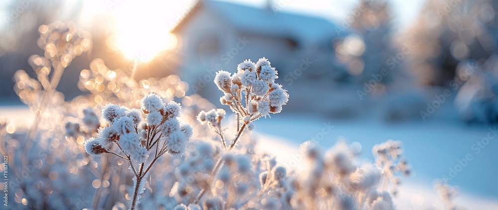 Winter's Embrace A Field of Frozen Flowers Generative AI