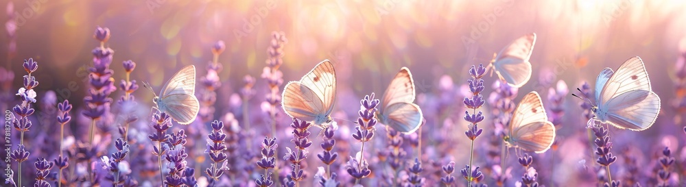 Blossoming Butterflies Amidst Lavender Field Generative AI