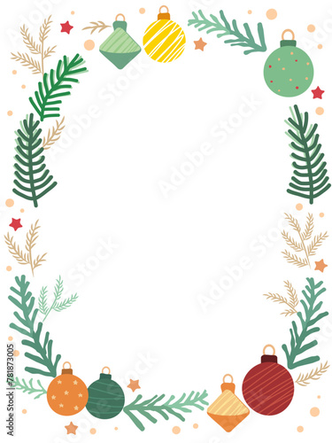 Ornament and pine needle border background illustration