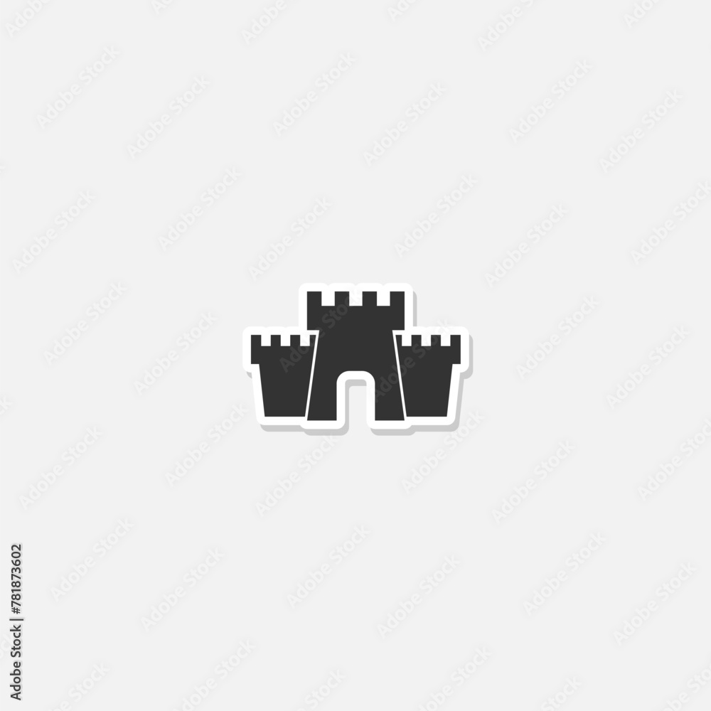Castle icon sticker isolated on gray background