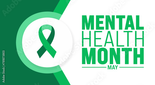 March is National Mental Health Month background template. Holiday concept. use to background, banner, placard, card, and poster design template with text inscription and standard color. vector