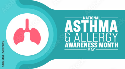 May is Asthma and Allergy Awareness Month background template. Holiday concept. use to background, banner, placard, card, and poster design template with text inscription and standard color. vector