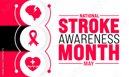 May is National Stroke Awareness Month background template. Holiday concept. use to background, banner, placard, card, and poster design template with text inscription and standard color. vector