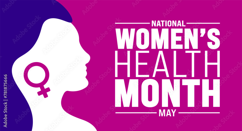 May is National Women’s Health Month background template. Holiday concept. use to background, banner, placard, card, and poster design template with text inscription and standard color. vector