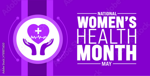 May is National Women’s Health Month background template. Holiday concept. use to background, banner, placard, card, and poster design template with text inscription and standard color. vector