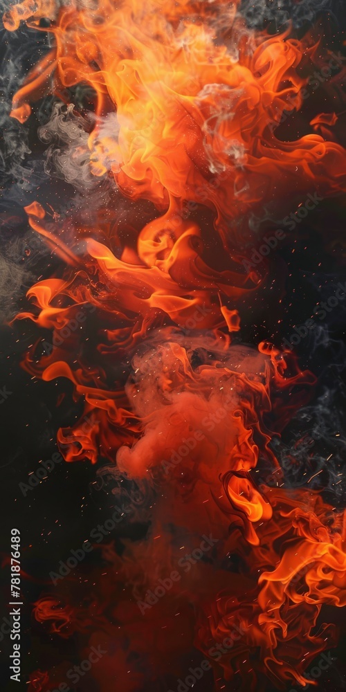 Fuego - A Vibrant Background of Fiery Flames with Textured Smoke in Blaze