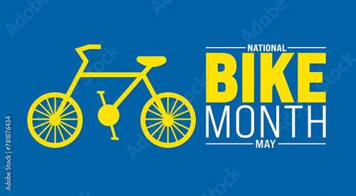 May is National Bike Month background template. Holiday concept. use to background, banner, placard, card, and poster design template with text inscription and standard color. vector illustration.