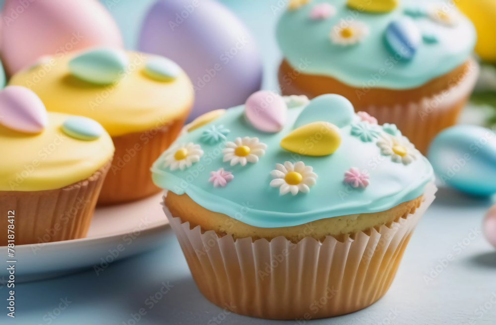 Gingerbread cookies in the shape of eggs. Easter breakfast treats. Generative AI Gingerbread cookies in the shape of eggs. Easter breakfast treats. Generative AI