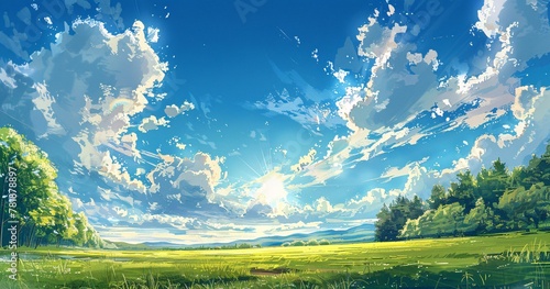 Serene Sky A Pastoral Dream Generative AI