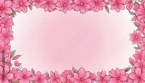 Embrace elegance with our hand-drawn pink floral frame illustration. A blank canvas awaits your text or photo