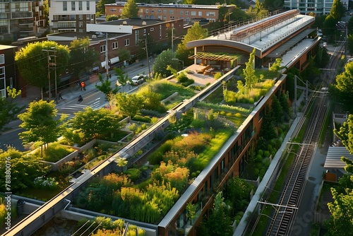 Urban Green Architecture: Lush Rooftop Garden and Eco-Friendly Building Design