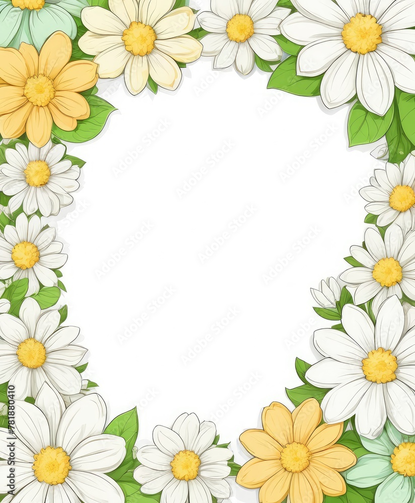 Enter the world of elegance with our hand-drawn white floral frame illustration Enter the world of elegance with our hand-drawn white floral frame illustration