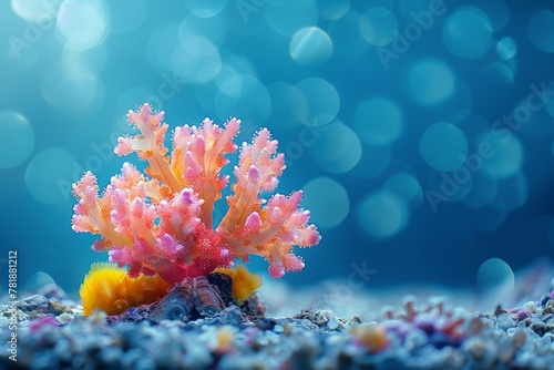 Fototapeta Naklejka Na Ścianę i Meble -  Vibrant coral reef formation with bokeh light underwater