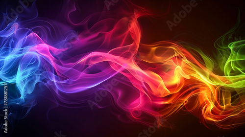 Abstract rainbow fire, flaming in the dark background