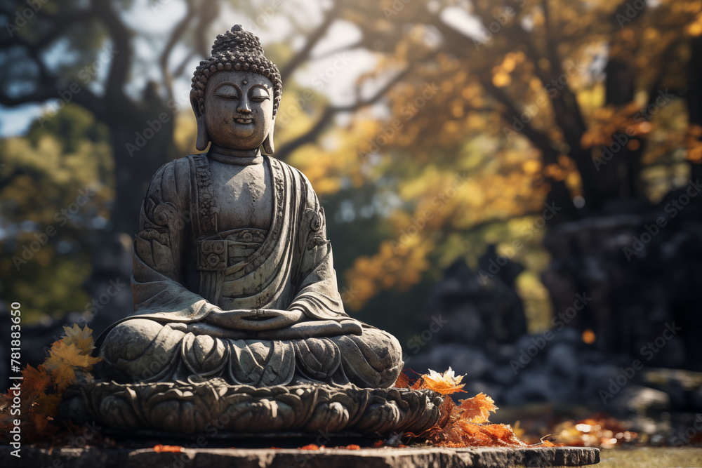 Fototapeta premium Buddha sculpture image. Buddhist religion. Topics related to the Buddhist religion. Asian country. Asian country. China. Japan. Thailand. Spirituality and relaxation.