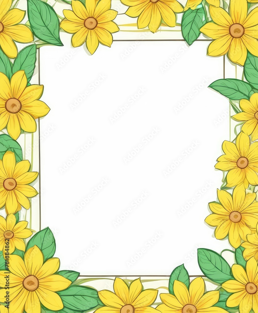 Radiate warmth with our hand-drawn yellow floral frame illustration. A canvas awaits your text or photo, adding a sunny touch to your design Radiate warmth with our hand-drawn yellow floral frame illustration. A canvas awaits your text or photo, adding a sunny touch to your design