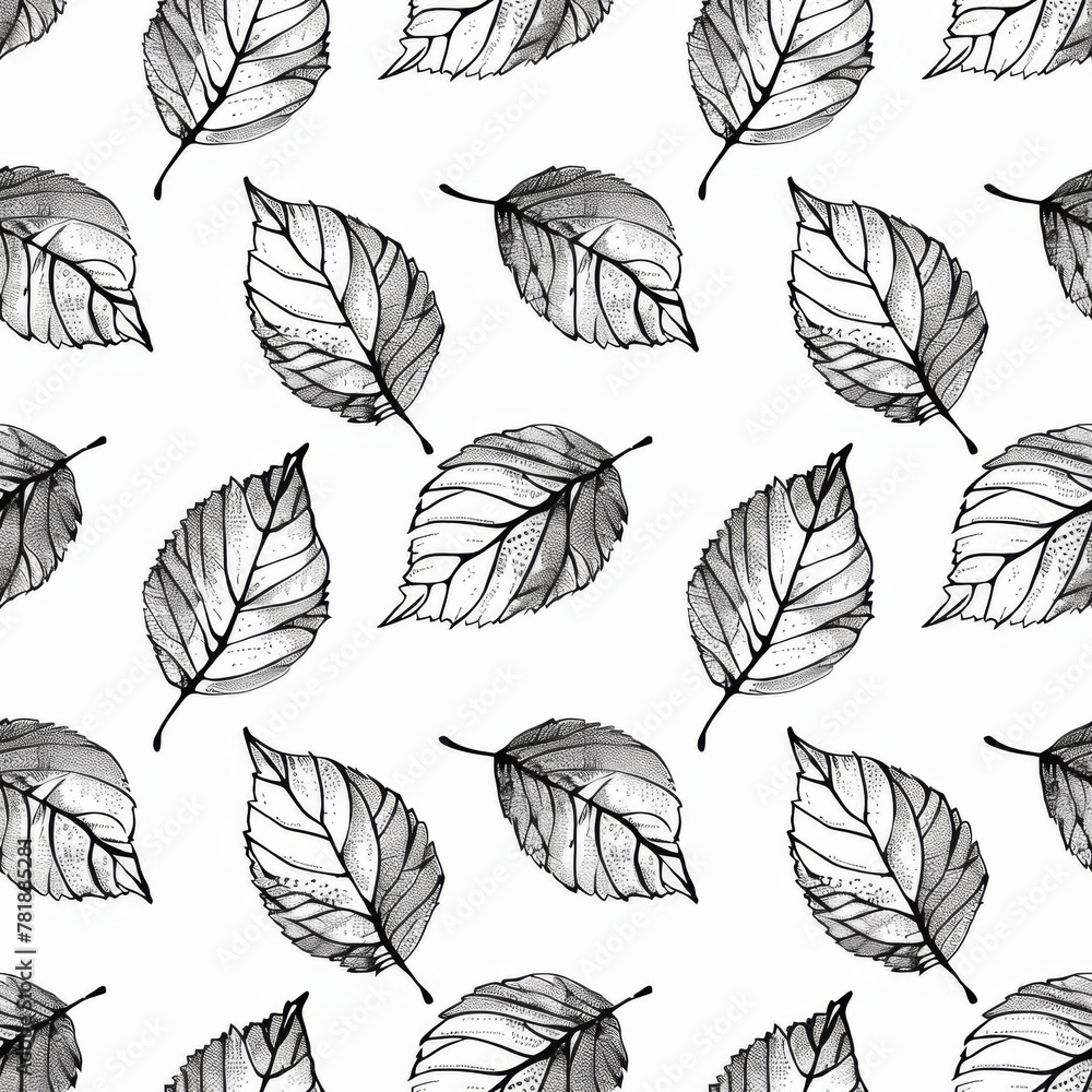 an illustration of an vintage leaf pattern on a white background