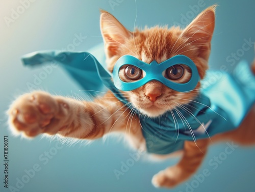Super Kitten A Feline Hero in Action Generative AI photo