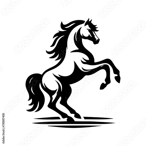 Horse logo vector. Standing stallion vector logo. black and white horse logo design