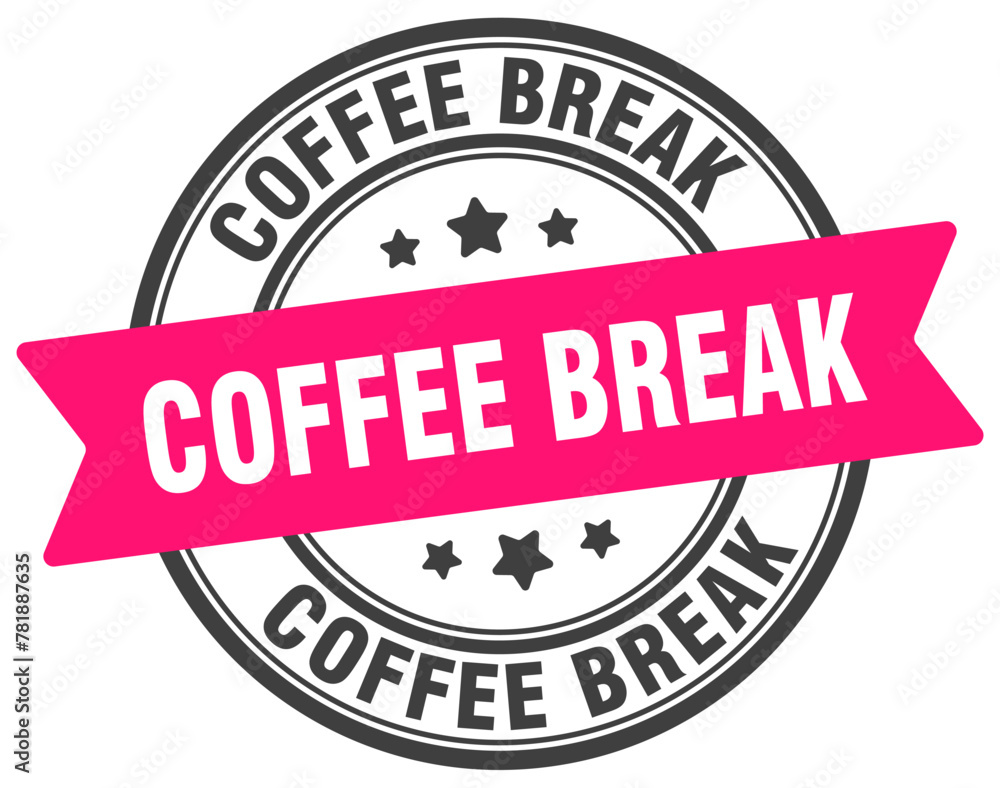 coffee break stamp. coffee break label on transparent background. round sign