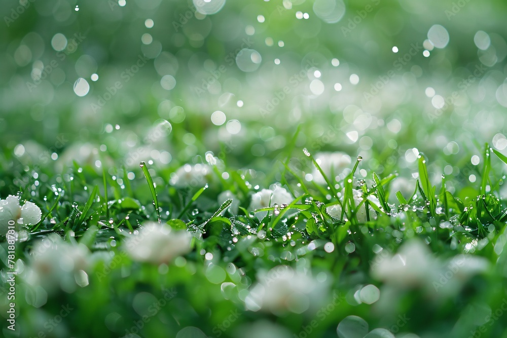 Dewy Dawn A Close-up of Morning Dew on a Lush Green Lawn Generative AI