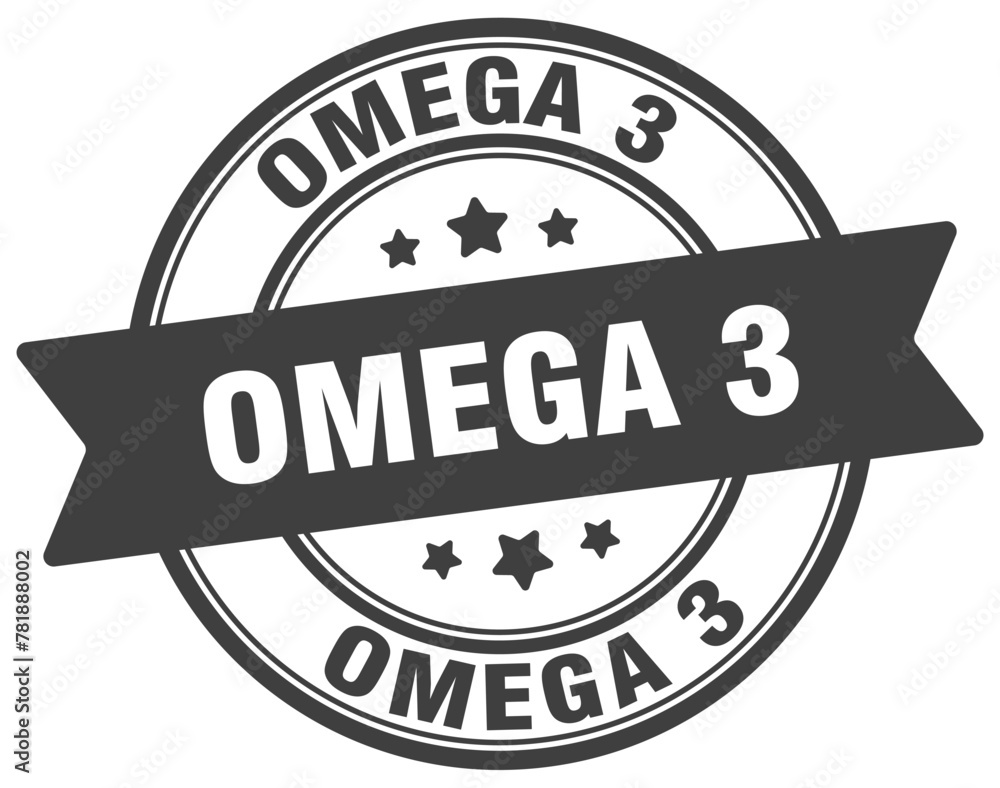 omega 3 stamp. omega 3 label on transparent background. round sign