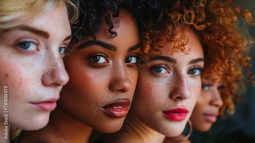 Diverse Group of Four Women with Freckles