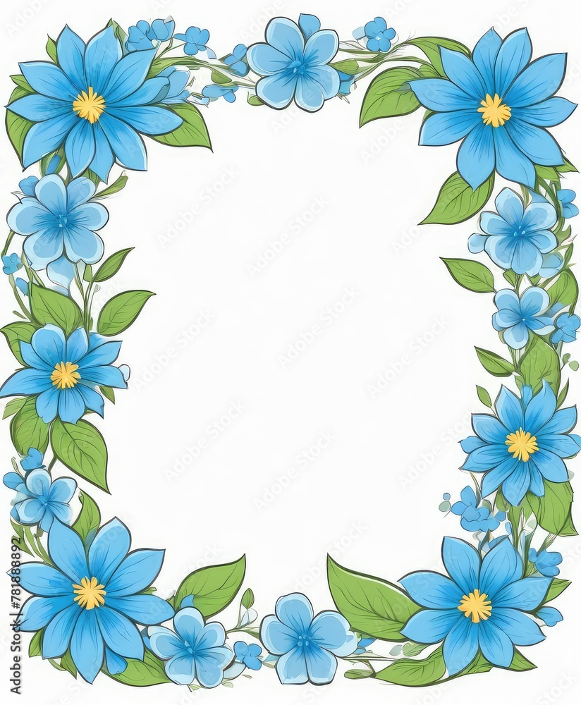 Dive into tranquility with our hand-drawn blue floral frame illustration. An open space awaits your text or photo Dive into tranquility with our hand-drawn blue floral frame illustration. An open space awaits your text or photo