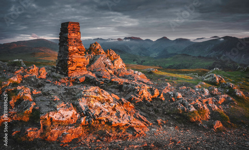 Canvas Print Sunset at High Seat Trig Point