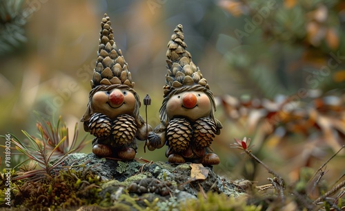 Whimsical Forest Friends A Gnome and a Gnome with a Pine Cone Generative AI © Bipul Kumar
