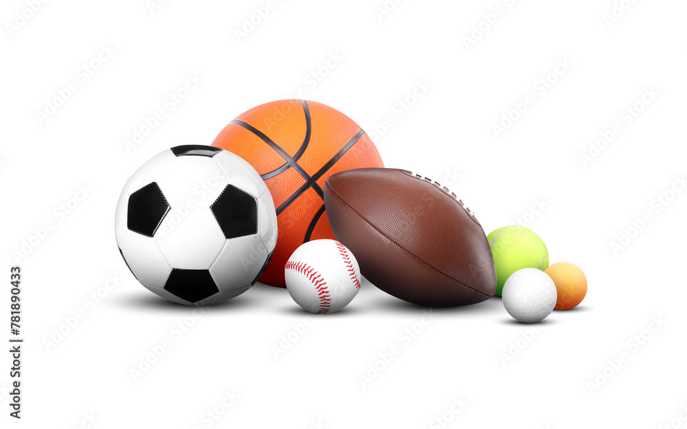 Collection of balls for different sport games isolated on white Collection of balls for different sport games isolated on white