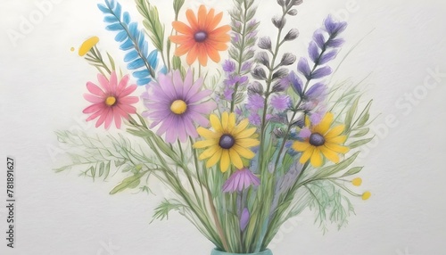 A-Pastel-Drawing-Of-A-Bouquet-Of-Wildflowers-Show- © Rihana