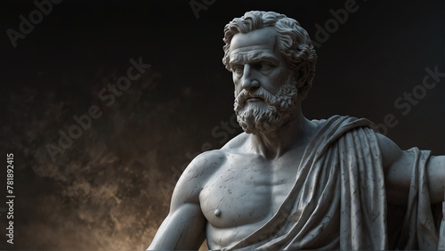 greek poet homer white smooth marble statue on plain black background from Generative AI photo