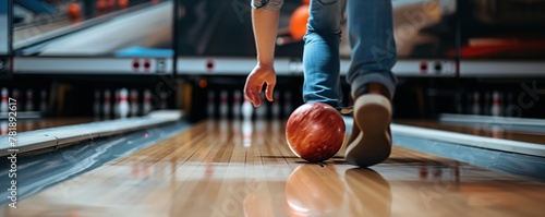 a bowler is throwing a bowling ball photo