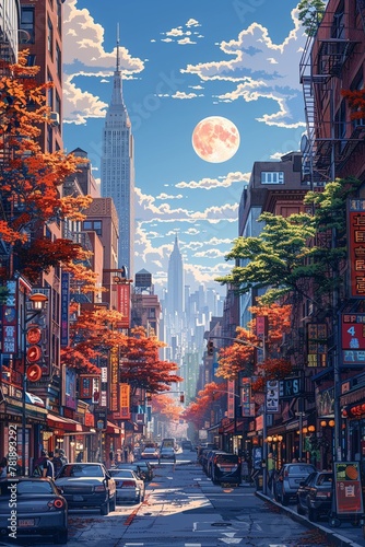 Retro style of pixel background of modern and calm city, Illustration in r pixel art background, 2d vector illustration, EPS 10.