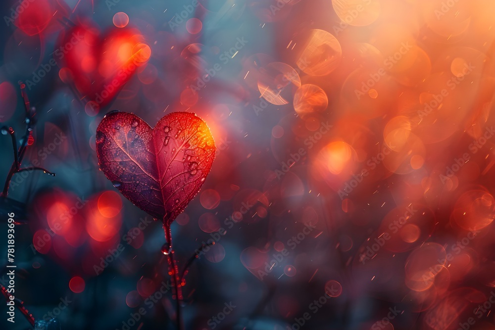 Enchanted Heart: A Valentine's Bokeh Dream. Concept Valentine's Day, Bokeh Photography, Romantic Photoshoot, Heart-shaped props, Dreamy lighting - obrazy, fototapety, plakaty 