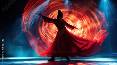 Cinematic Long Exposure of Spinning Dervish in Traditional Attire