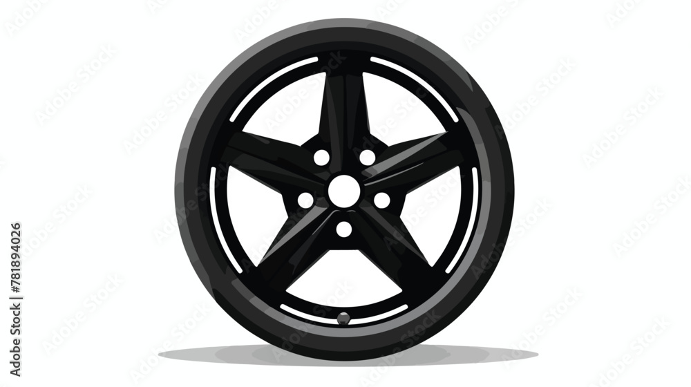 Print wheel tire shape black icon. Isolated and fla