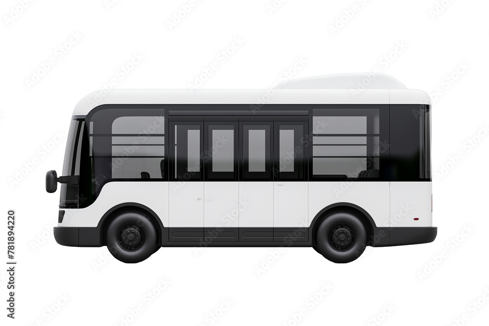 White modern tour bus with black windows and doors png