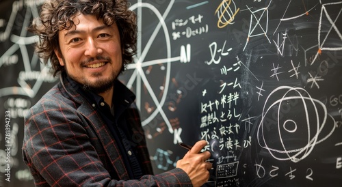 A male teacher Standing in Front of Chalkboard