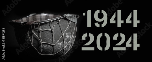 commemoration of d day, 80th, US M helmet on black background © Philipimage