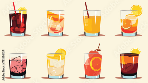 Printable of glass water cocktail whiskey juice and