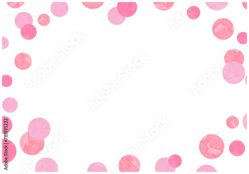 手描きの水彩水玉フレーム背景3桜色