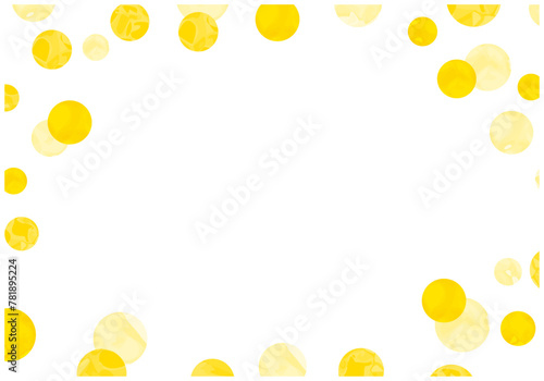 手描きの水彩水玉フレーム背景3黄色