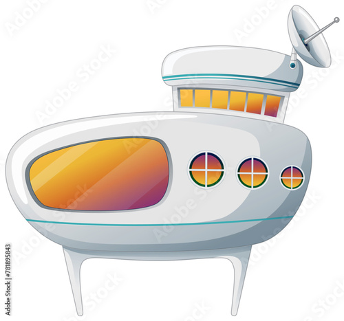 Colorful vector art of a stylized spaceship © blueringmedia
