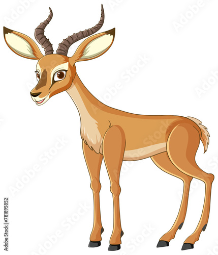 Vector illustration of a cheerful gazelle character. © blueringmedia