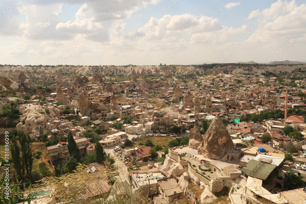View onto the town of Göreme from its view point, Cappadocia, Turkey