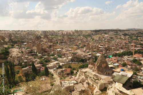 View onto the town of Göreme from its view point, Cappadocia, Turkey