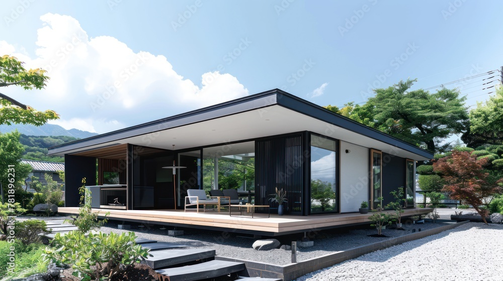 small house with built-in furniture and integrated technology for a sleek and modern look  